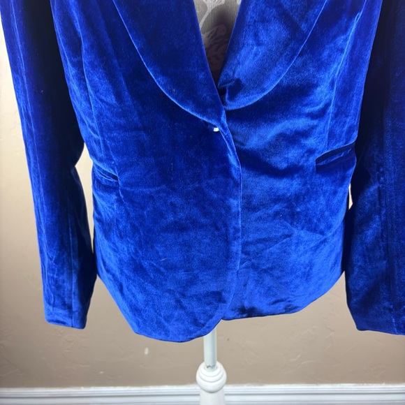 NWT Allegra K Blue Velvet Blazer Women’s size large - Picture 3 of 15